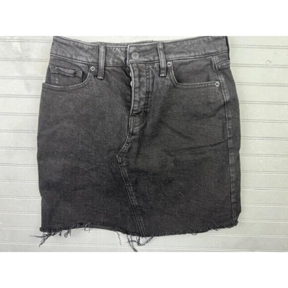 Old Navy Size 0 Womens Skirt Black Short Raw Hem High Rise Stretch - Picture 1 of 4